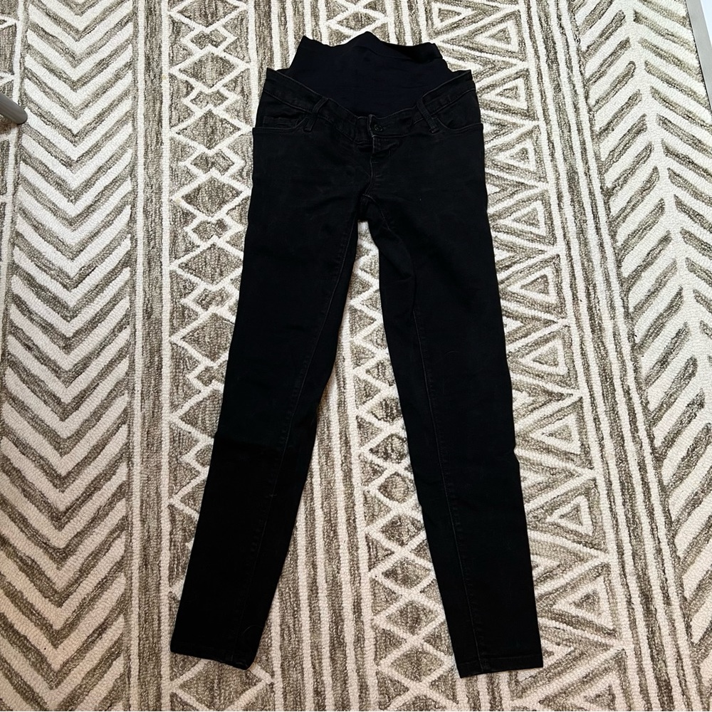 Old Navy Maternity Premium Full Panel Rockstar Super Skinny Jeans color: black